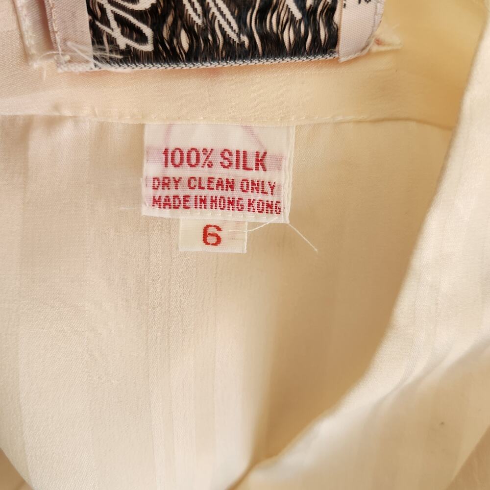 Vintage Jerri Sherman Silk Cream Blouse Semi Sheer Sz 6 Button Down Long Sleeve - Picture 7 of 10